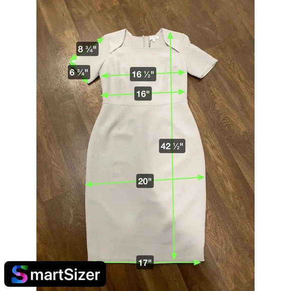 Love, Benito Square Neck Shirt Sleeve Light Gray Dress Size Large NWT - Picture 10 of 11